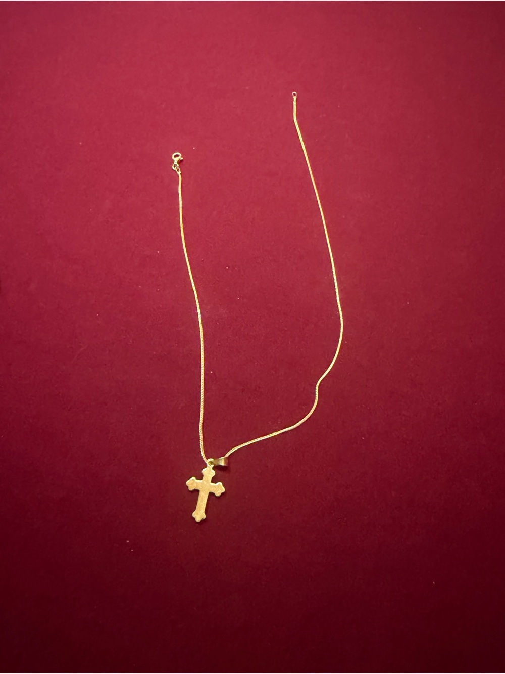 Vintage Roma-Spirito Italy Gold Tone Cross Necklace Religious Pendant 1838